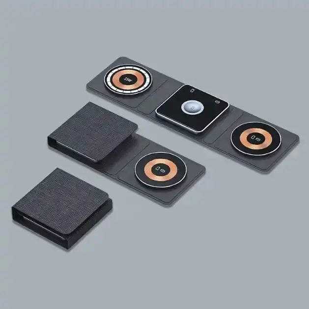 3 IN 1 Magnetic Folding Wireless Charger Station For IPhone Transparent Fast Charging For IWatch And Airpods - Unique Unique Unique 3 IN 1 Magnetic Folding Wireless Charger Station For IPhone Transparent Fast Charging For IWatch And Airpods