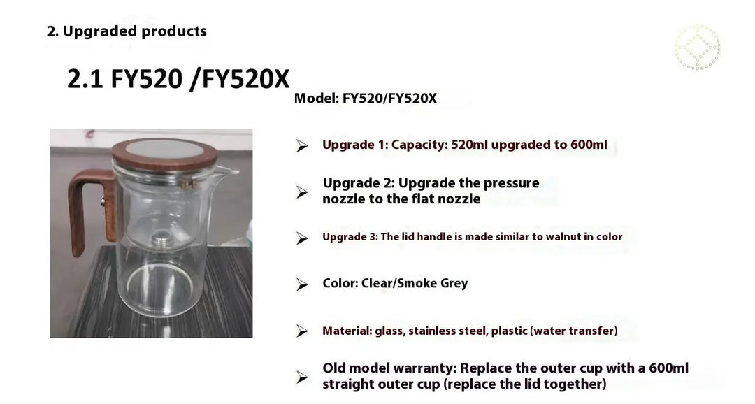 One Click Magnetic Teapot Separation Filtration Glass Tea Pot Wood Handle Tea Water Separation Inner Container Teapot - Unique Unique Unique One Click Magnetic Teapot Separation Filtration Glass Tea Pot Wood Handle Tea Water Separation Inner Container Teapot