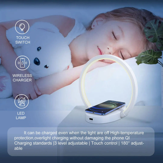 Night Lights Lamp Bluetooth Speaker Table Light With 10W Wireless Charger USB Port Phone Holder With Dynamic Color - Unique Unique Unique Night Lights Lamp Bluetooth Speaker Table Light With 10W Wireless Charger USB Port Phone Holder With Dynamic Color