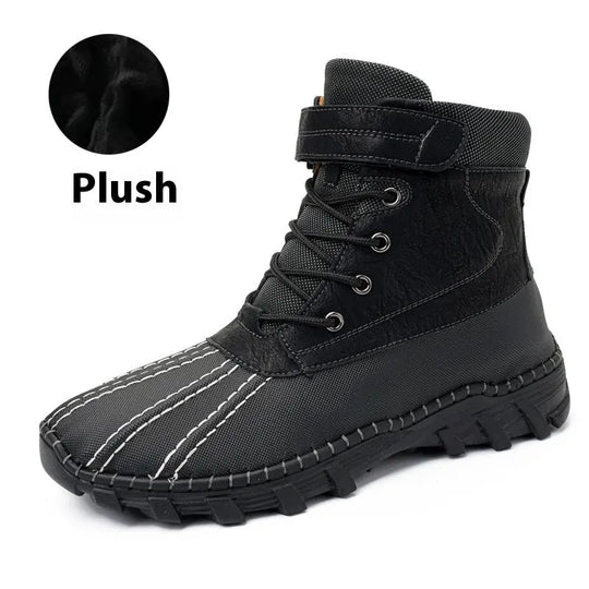 Winter Fleece Lace-up Snow Boots For Men Women Waterproof And Anti-slip Outdoor Work Boot Fashion Warm Mid-tube Cotton Shoes Men - Unique Unique Unique Winter Fleece Lace-up Snow Boots For Men Women Waterproof And Anti-slip Outdoor Work Boot Fashion Warm Mid-tube Cotton Shoes Men