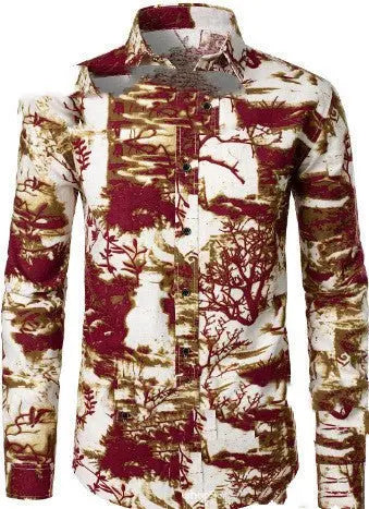 Men's Long-sleeved Shirts Linen Cotton Printing New Products Autumn - Unique Unique Unique Men's Long-sleeved Shirts Linen Cotton Printing New Products Autumn