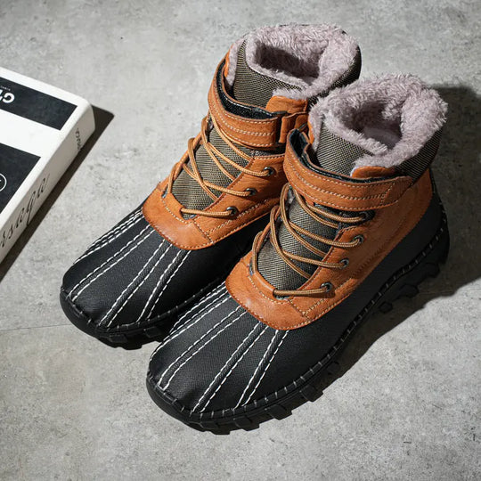 Winter Fleece Lace-up Snow Boots For Men Women Waterproof And Anti-slip Outdoor Work Boot Fashion Warm Mid-tube Cotton Shoes Men - Unique Unique Unique Winter Fleece Lace-up Snow Boots For Men Women Waterproof And Anti-slip Outdoor Work Boot Fashion Warm Mid-tube Cotton Shoes Men