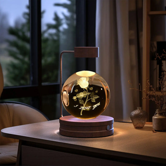 Crystal Ball Cosmic Dinosaur Indoor Night Light USB Power Warm Bedside Light Birthday Gift Night Lamp Unique