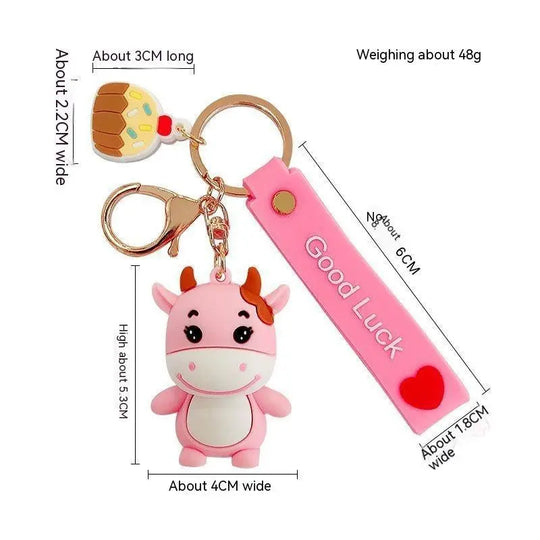 Korean Creative Trending Cute Cow Keychain Girl Heart Cartoon Doll Key Chain Simple Children Gift - Unique Unique Unique Korean Creative Trending Cute Cow Keychain Girl Heart Cartoon Doll Key Chain Simple Children Gift