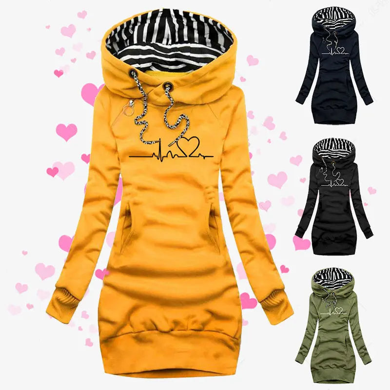 Heart Print Long Clothes Women Hoodie Sweatshirt Pullover Tops - Unique Unique Unique Heart Print Long Clothes Women Hoodie Sweatshirt Pullover Tops
