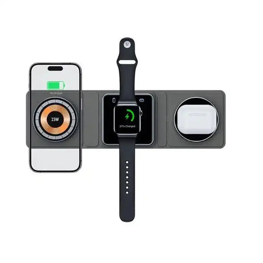 3 IN 1 Magnetic Folding Wireless Charger Station For IPhone Transparent Fast Charging For IWatch And Airpods - Unique Unique Unique 3 IN 1 Magnetic Folding Wireless Charger Station For IPhone Transparent Fast Charging For IWatch And Airpods