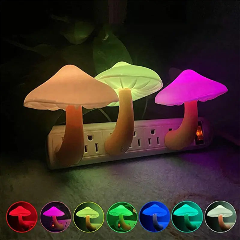 LED Night Light Mushroom Wall Socket Lamp EU US Plug Warm White Light-control Sensor Bedroom Light Home Decoration - Unique Unique Unique LED Night Light Mushroom Wall Socket Lamp EU US Plug Warm White Light-control Sensor Bedroom Light Home Decoration