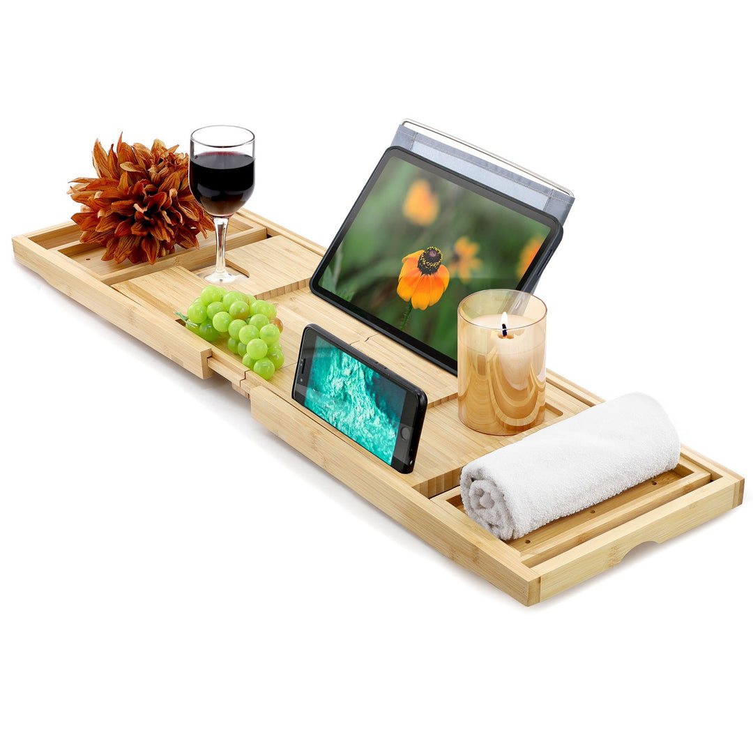 MegaChef Expandable Bamboo Wood Bath Tray-0