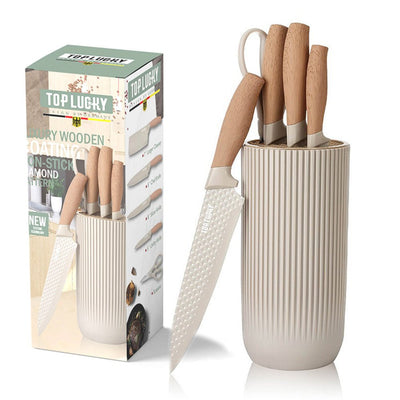 Premium 6-Piece Kitchen Knife Set | Non-Stick Stainless Steel with Knife Block