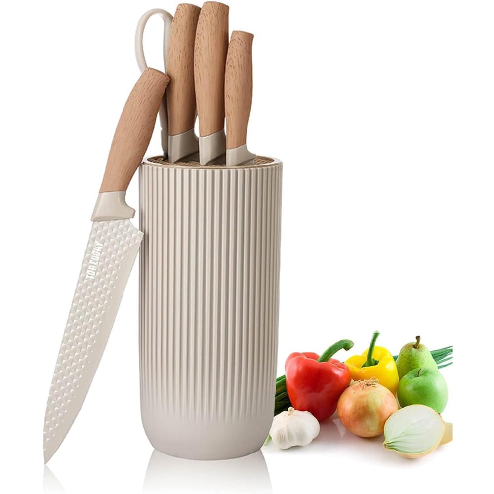 NNEDSZ 6-Piece Kitchen Knife Set Non-Stick Stainless Steel Blades with Universal Knife Block-4