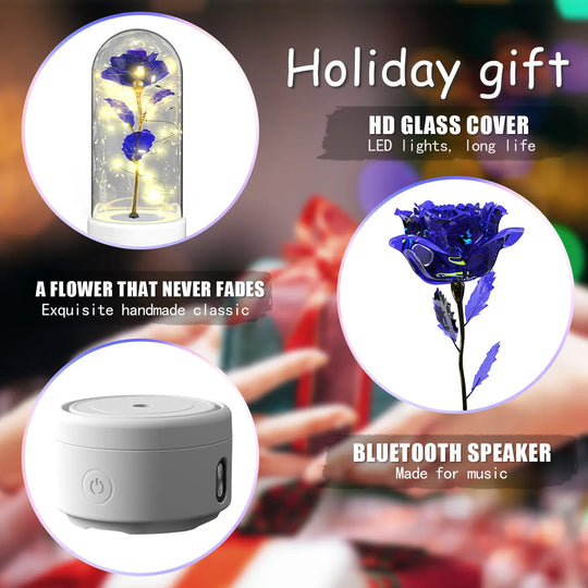 Creative 2 In 1 Rose Flowers LED Light And Bluetooth-compatible Speaker Valentine's Day Gift Rose Luminous Night Light Ornament In Glass Cover - Unique Unique Unique Creative 2 In 1 Rose Flowers LED Light And Bluetooth-compatible Speaker Valentine's Day Gift Rose Luminous Night Light Ornament In Glass Cover