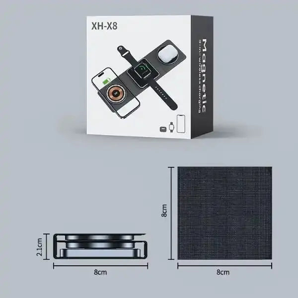 3 IN 1 Magnetic Folding Wireless Charger Station For IPhone Transparent Fast Charging For IWatch And Airpods - Unique Unique Unique 3 IN 1 Magnetic Folding Wireless Charger Station For IPhone Transparent Fast Charging For IWatch And Airpods