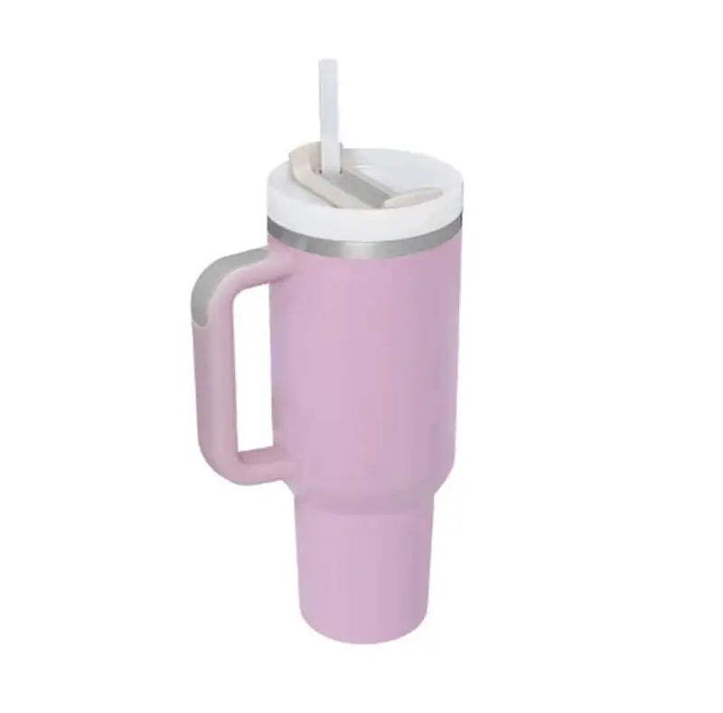 40 Oz Tumbler With Handle Straw Insulated, Stainless Steel Spill Proof Vacuum Coffee Cup Tumbler With Lid Tapered Mug Gifts For Valentine Lover Suitable For Car Gym Office Travel Unique