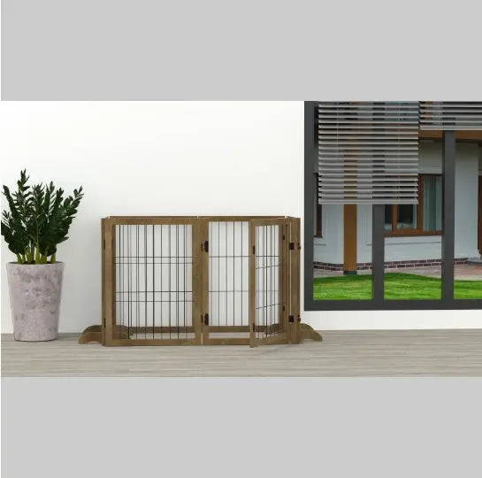Dog Gate With Door Walk Through 144 Extra Wide 32 Tall 6 Panels Foldable Wire Pet Gate Barrier For House Doorway Stairs Pet Puppy Safety Fence Support Feet Included Solid Hard Wood - Unique Unique Unique Dog Gate With Door Walk Through 144 Extra Wide 32 Tall 6 Panels Foldable Wire Pet Gate Barrier For House Doorway Stairs Pet Puppy Safety Fence Support Feet Included Solid Hard Wood