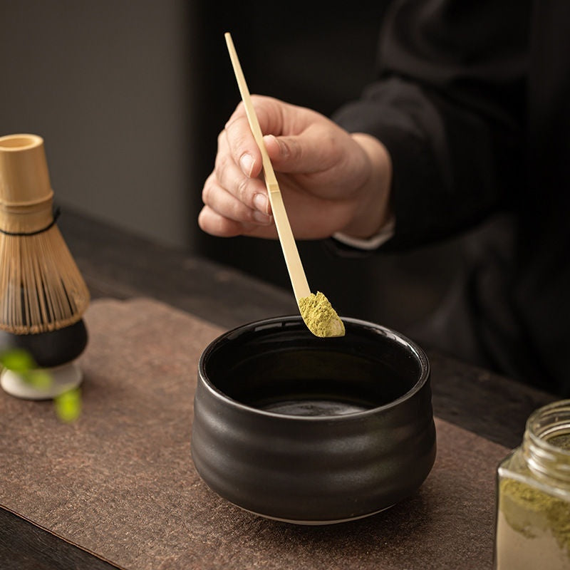 Japanese Tea Set — Wave Pattern Chawan, 5-Piece Ceramic, Wabi-Sabi