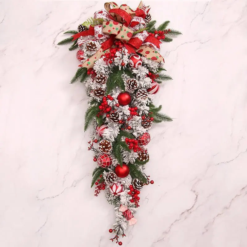 Upside Down Christmas Tree Rattan Door Hanging Garland Decoration Ornaments - Unique Unique Unique Upside Down Christmas Tree Rattan Door Hanging Garland Decoration Ornaments