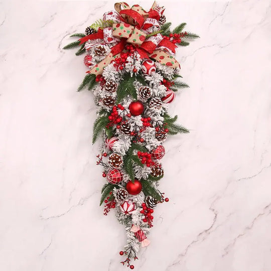 Upside Down Christmas Tree Rattan Door Hanging Garland Decoration Ornaments - Unique Unique Unique Upside Down Christmas Tree Rattan Door Hanging Garland Decoration Ornaments