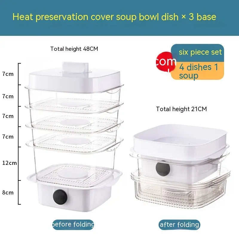 Multi-layer Dish Cover Heat Preservation Kitchen Cover Dining Table Leftover Storage Box Transparent Stack Cooking Hood Steamer - Unique Unique Unique Multi-layer Dish Cover Heat Preservation Kitchen Cover Dining Table Leftover Storage Box Transparent Stack Cooking Hood Steamer