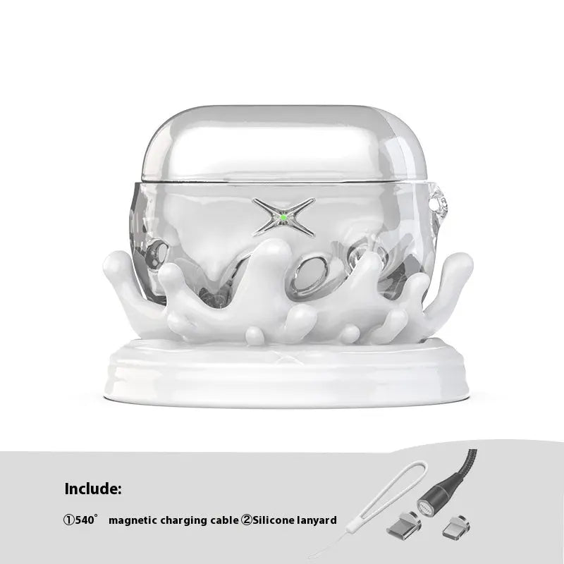Water Drop Transparent Protective Shell Bluetooth Earbuds Case Hard Shell Unique