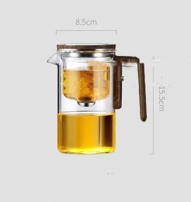 One Click Magnetic Teapot Separation Filtration Glass Tea Pot Wood Handle Tea Water Separation Inner Container Teapot - Unique Unique Unique One Click Magnetic Teapot Separation Filtration Glass Tea Pot Wood Handle Tea Water Separation Inner Container Teapot