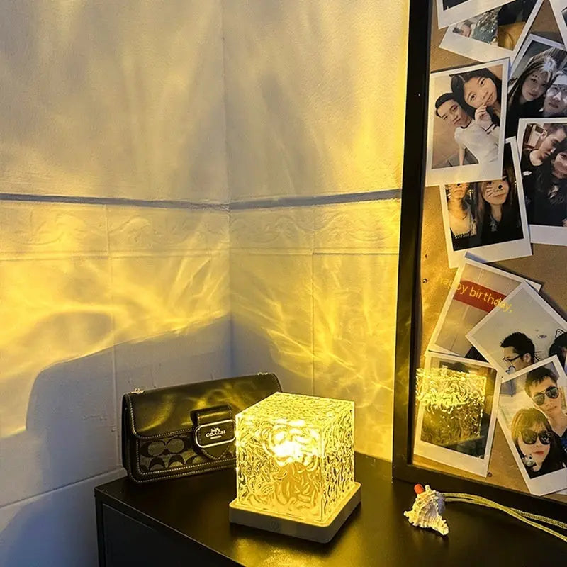 LED Water Ripple Ambient Night Light USB Rotating Projection Crystal Table Lamp RGB Dimmable Home Decoration 16 Color Gifts - Unique Unique Unique LED Water Ripple Ambient Night Light USB Rotating Projection Crystal Table Lamp RGB Dimmable Home Decoration 16 Color Gifts