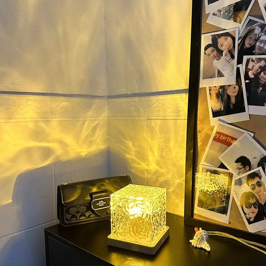 LED Water Ripple Ambient Night Light USB Rotating Projection Crystal Table Lamp RGB Dimmable Home Decoration 16 Color Gifts - Unique Unique Unique LED Water Ripple Ambient Night Light USB Rotating Projection Crystal Table Lamp RGB Dimmable Home Decoration 16 Color Gifts