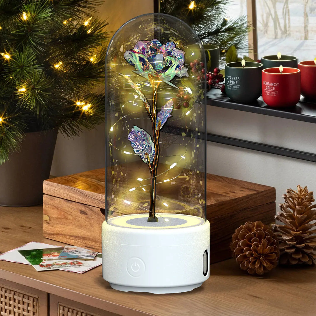 Creative 2 In 1 Rose Flowers LED Light And Bluetooth-compatible Speaker Valentine's Day Gift Rose Luminous Night Light Ornament In Glass Cover - Unique Unique Unique Creative 2 In 1 Rose Flowers LED Light And Bluetooth-compatible Speaker Valentine's Day Gift Rose Luminous Night Light Ornament In Glass Cover