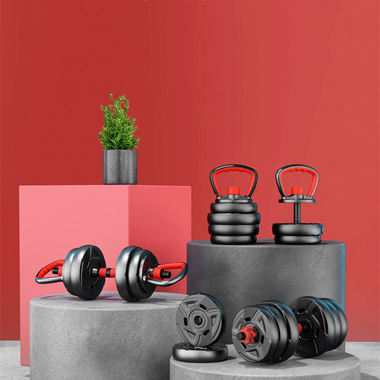 Men's Home Rubber-covered Barbell Fitness Equipment Adjustable