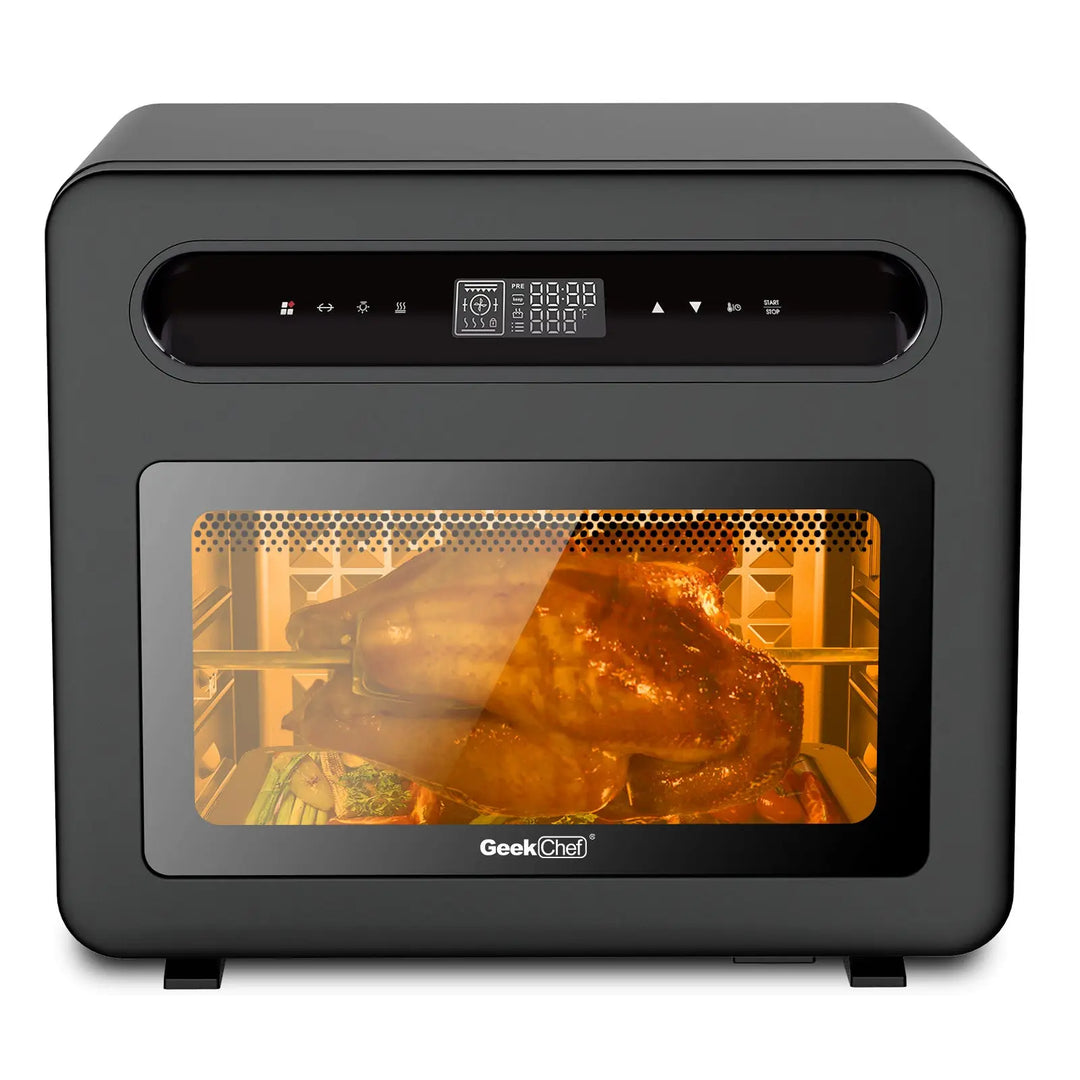 Geek Chef Steam Air Fryer Toast Oven Combo , 26 QT Steam Convection Oven Countertop , 50 Cooking Presets, With 6 Slice Toast, 12 In Pizza, Black Stainless Steel. Prohibited From Listing On Amazon - Unique Unique Unique Geek Chef Steam Air Fryer Toast Oven Combo , 26 QT Steam Convection Oven Countertop , 50 Cooking Presets, With 6 Slice Toast, 12 In Pizza, Black Stainless Steel. Prohibited From Listing On Amazon