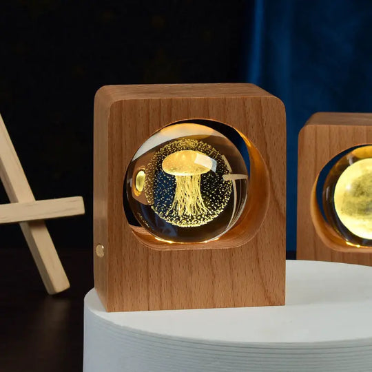Beech Crystal Ball Night Light 3D Laser Engraving Elk Jellyfish LED Nightlights USB Dimmable Lamp For Bedroom Decoration Gifts Home Decor - Unique Unique Unique Beech Crystal Ball Night Light 3D Laser Engraving Elk Jellyfish LED Nightlights USB Dimmable Lamp For Bedroom Decoration Gifts Home Decor
