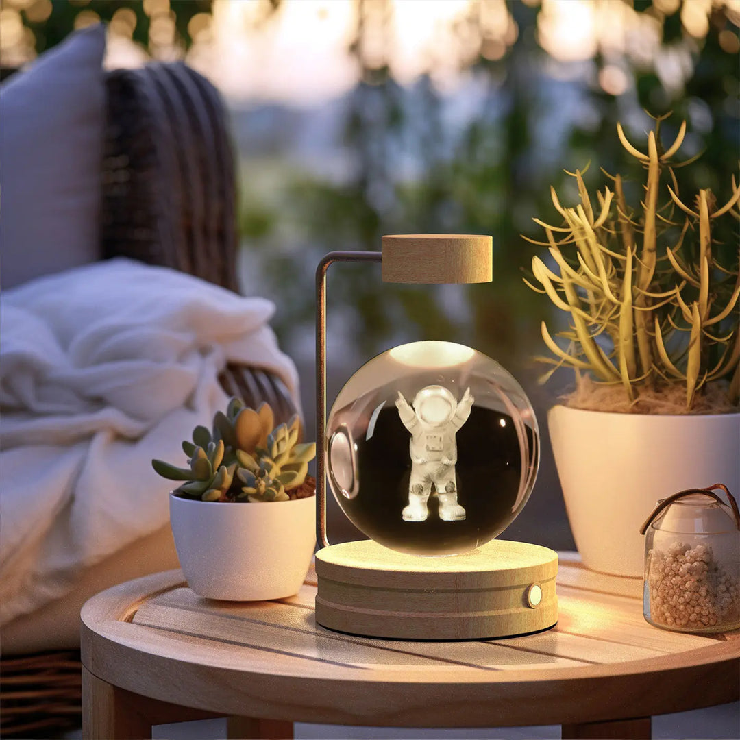 Crystal Ball Cosmic Dinosaur Indoor Night Light USB Power Warm Bedside Light Birthday Gift Night Lamp Unique