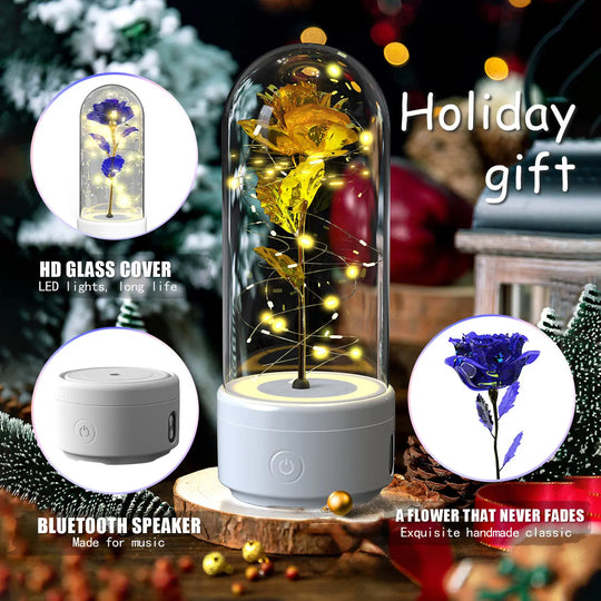 Creative 2 In 1 Rose Flowers LED Light And Bluetooth-compatible Speaker Valentine's Day Gift Rose Luminous Night Light Ornament In Glass Cover - Unique Unique Unique Creative 2 In 1 Rose Flowers LED Light And Bluetooth-compatible Speaker Valentine's Day Gift Rose Luminous Night Light Ornament In Glass Cover