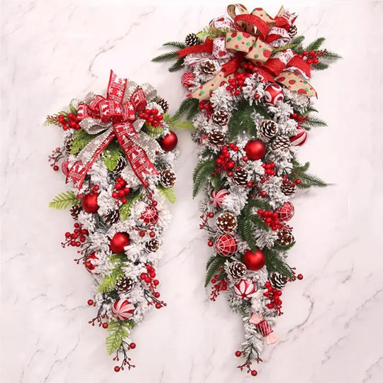 Upside Down Christmas Tree Rattan Door Hanging Garland Decoration Ornaments - Unique Unique Unique Upside Down Christmas Tree Rattan Door Hanging Garland Decoration Ornaments