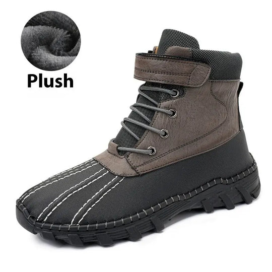 Winter Fleece Lace-up Snow Boots For Men Women Waterproof And Anti-slip Outdoor Work Boot Fashion Warm Mid-tube Cotton Shoes Men - Unique Unique Unique Winter Fleece Lace-up Snow Boots For Men Women Waterproof And Anti-slip Outdoor Work Boot Fashion Warm Mid-tube Cotton Shoes Men