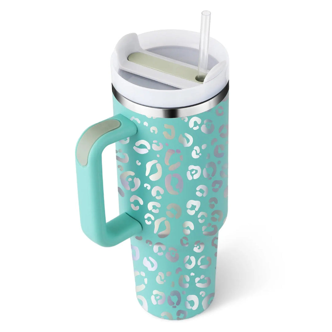 40 Oz Tumbler With Handle Straw Insulated, Stainless Steel Spill Proof Vacuum Coffee Cup Tumbler With Lid Tapered Mug Gifts For Valentine Lover Suitable For Car Gym Office Travel Unique