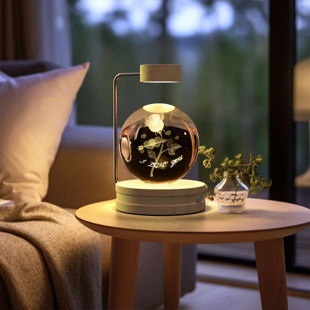 Crystal Ball Cosmic Dinosaur Indoor Night Light USB Power Warm Bedside Light Birthday Gift Night Lamp Unique