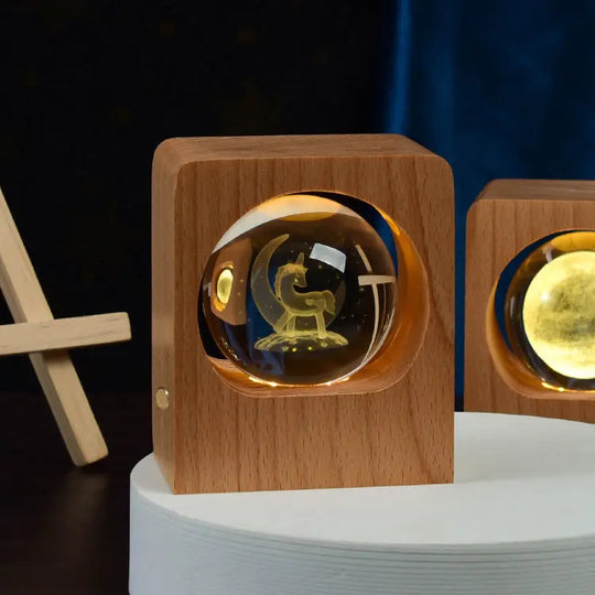 Beech Crystal Ball Night Light 3D Laser Engraving Elk Jellyfish LED Nightlights USB Dimmable Lamp For Bedroom Decoration Gifts Home Decor - Unique Unique Unique Beech Crystal Ball Night Light 3D Laser Engraving Elk Jellyfish LED Nightlights USB Dimmable Lamp For Bedroom Decoration Gifts Home Decor