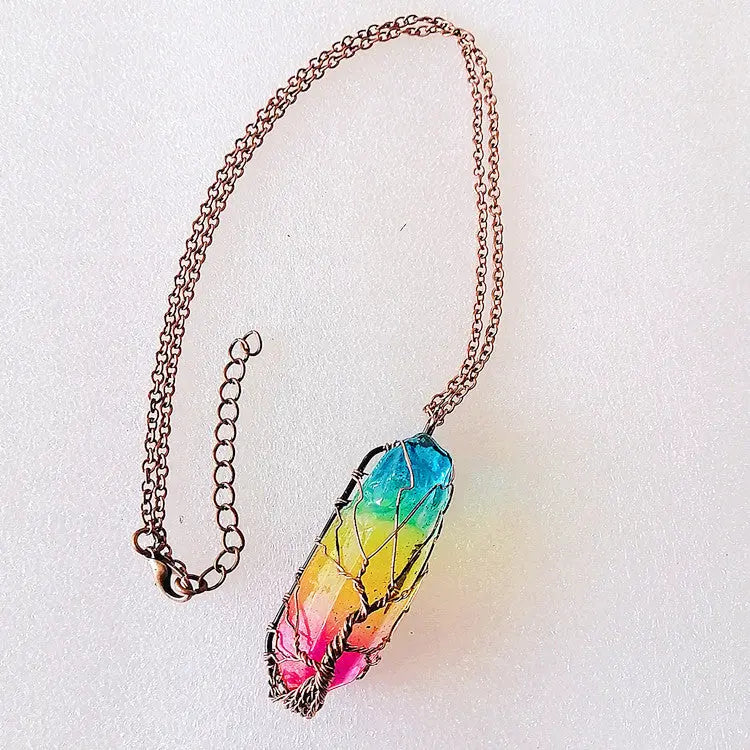 Hot Selling Stone Crystal Pillar Tree Of Life Pendant Ins Fashion Necklace - Unique Unique Unique Hot Selling Stone Crystal Pillar Tree Of Life Pendant Ins Fashion Necklace