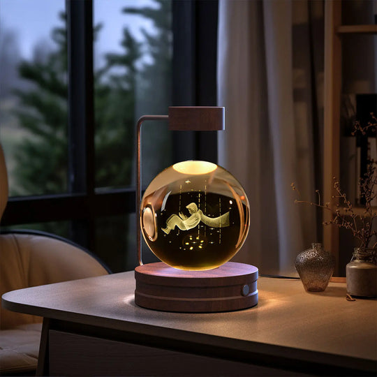 Crystal Ball Cosmic Dinosaur Indoor Night Light USB Power Warm Bedside Light Birthday Gift Night Lamp Unique