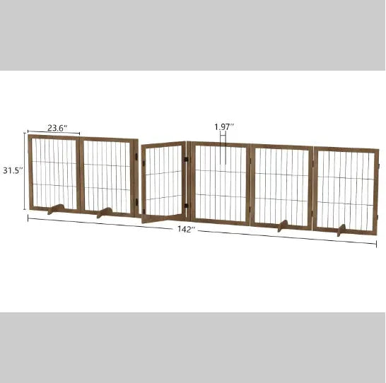 Dog Gate With Door Walk Through 144 Extra Wide 32 Tall 6 Panels Foldable Wire Pet Gate Barrier For House Doorway Stairs Pet Puppy Safety Fence Support Feet Included Solid Hard Wood - Unique Unique Unique Dog Gate With Door Walk Through 144 Extra Wide 32 Tall 6 Panels Foldable Wire Pet Gate Barrier For House Doorway Stairs Pet Puppy Safety Fence Support Feet Included Solid Hard Wood