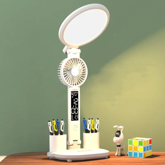 LED Clock Table Lamp USB Chargeable Dimmable Desk Lamp Plug-in LED Fan Light Foldable Eye Protection Reading Night Light - Unique Unique Unique LED Clock Table Lamp USB Chargeable Dimmable Desk Lamp Plug-in LED Fan Light Foldable Eye Protection Reading Night Light