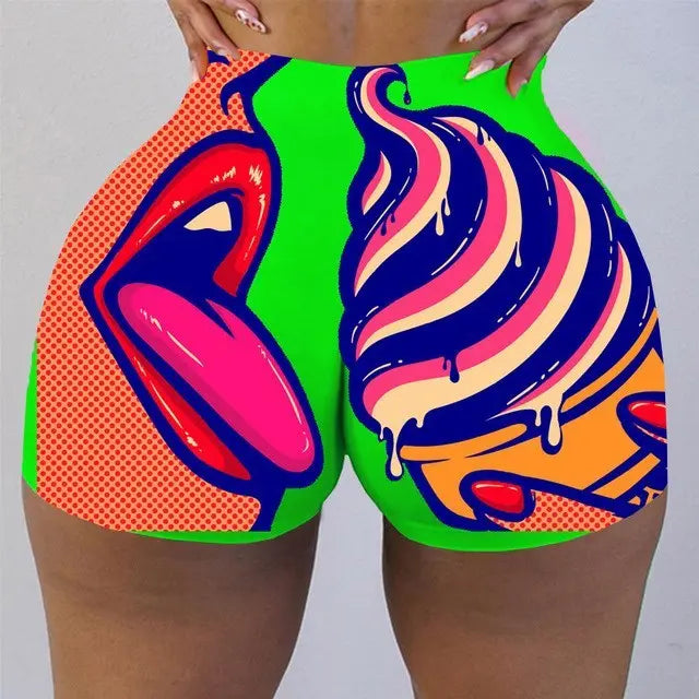Plus Size Print Skinny Women Clothes Graphic Biker Shorts - Unique Unique Unique Plus Size Print Skinny Women Clothes Graphic Biker Shorts