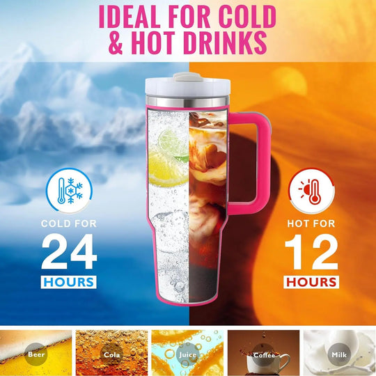 40 Oz Tumbler With Handle Straw Insulated, Stainless Steel Spill Proof Vacuum Coffee Cup Tumbler With Lid Tapered Mug Gifts For Valentine Lover Suitable For Car Gym Office Travel - Unique Unique Unique 40 Oz Tumbler With Handle Straw Insulated, Stainless Steel Spill Proof Vacuum Coffee Cup Tumbler With Lid Tapered Mug Gifts For Valentine Lover Suitable For Car Gym Office Travel