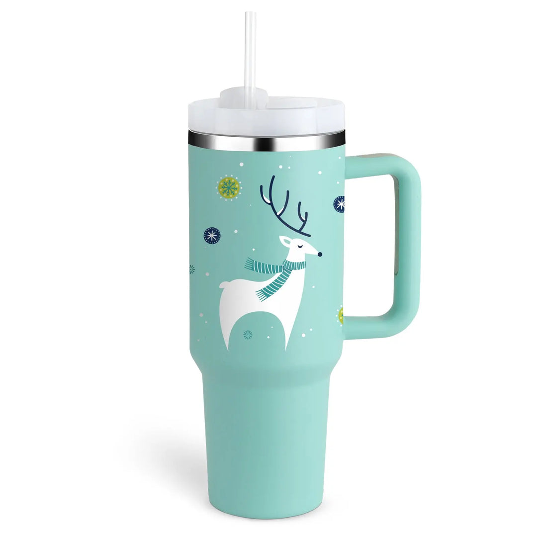 40 Oz Tumbler With Handle Straw Insulated, Stainless Steel Spill Proof Vacuum Coffee Cup Tumbler With Lid Tapered Mug Gifts For Valentine Lover Suitable For Car Gym Office Travel Unique