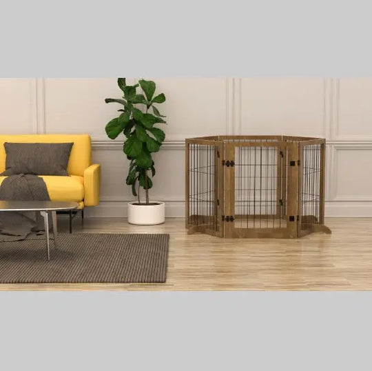 Dog Gate With Door Walk Through 144 Extra Wide 32 Tall 6 Panels Foldable Wire Pet Gate Barrier For House Doorway Stairs Pet Puppy Safety Fence Support Feet Included Solid Hard Wood - Unique Unique Unique Dog Gate With Door Walk Through 144 Extra Wide 32 Tall 6 Panels Foldable Wire Pet Gate Barrier For House Doorway Stairs Pet Puppy Safety Fence Support Feet Included Solid Hard Wood