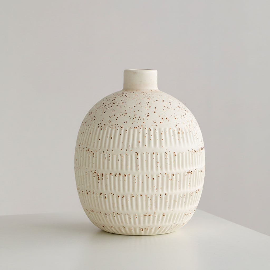 Small ceramic vase Type B with mid-tone glaze finish, wine-glass scale