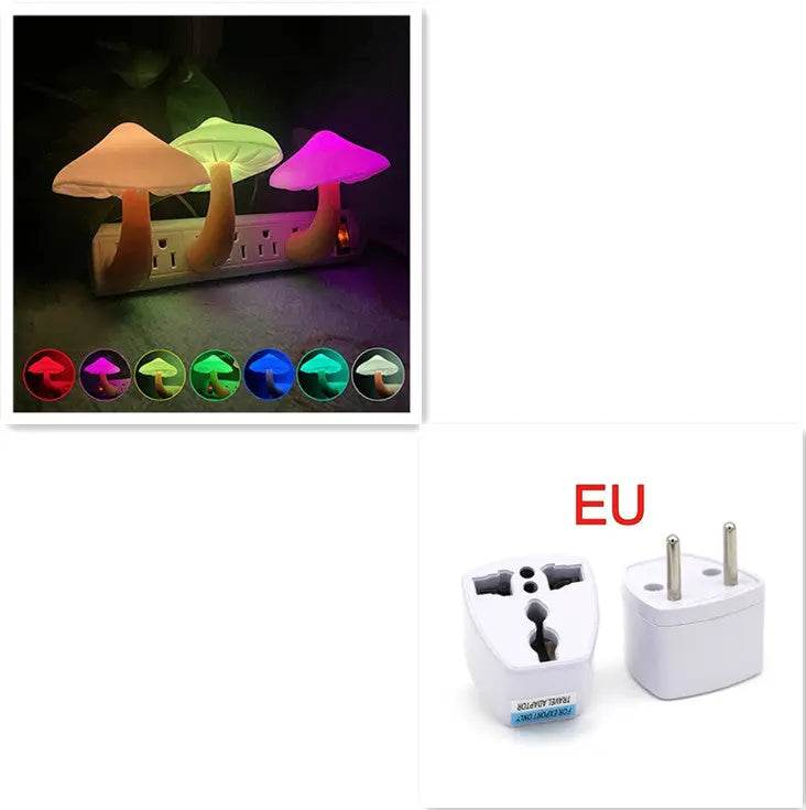 LED Night Light Mushroom Wall Socket Lamp EU US Plug Warm White Light-control Sensor Bedroom Light Home Decoration - Unique Unique Unique LED Night Light Mushroom Wall Socket Lamp EU US Plug Warm White Light-control Sensor Bedroom Light Home Decoration