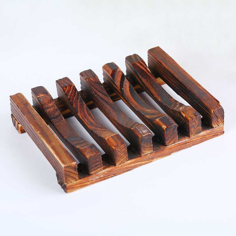 Bamboo Soap Dish — Slatted, Charred Finish