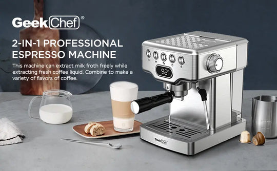 Geek Chef Espresso Machine, 20 Bar Espresso Machine With Milk Frother For Latte, Cappuccino, Macchiato, For Home Espresso Maker, 1.8L Water Tank, Stainless Steel, Ban On Amazon - Unique Unique Unique Geek Chef Espresso Machine, 20 Bar Espresso Machine With Milk Frother For Latte, Cappuccino, Macchiato, For Home Espresso Maker, 1.8L Water Tank, Stainless Steel, Ban On Amazon