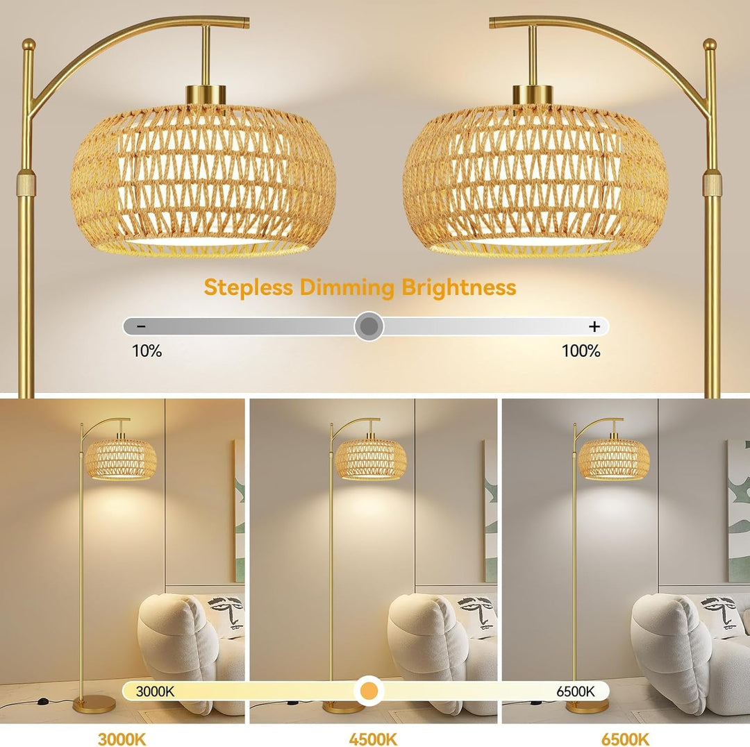 CommercialGrade Brass Arc Floor Lamp With RemoteControl-1